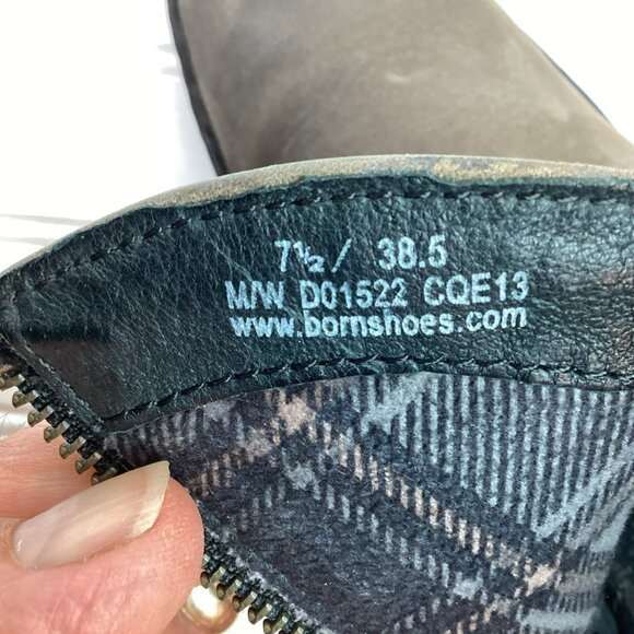 Born Riven Embroidered Womens 7.5 Western Leather Ankle Boots Plaid Lining - Picture 11 of 13